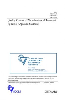 Quality Control of Microbiological Transport Systems- Approved Standard: Vol. 23 No. 34