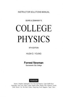 Instructor's Solution Manuals to College Physics