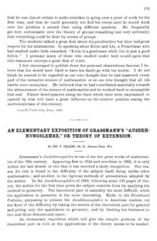 An elementary exposition of Grassmann's Ausdehnungslehre, or Theory of extension