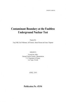 Contaminant Boundary at the Faultless Underground Nuclear Test