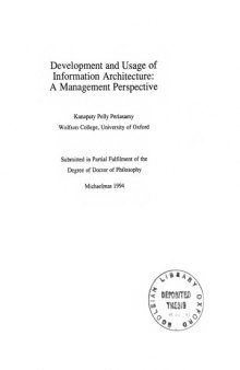 Development and Usage of Information Architecture: A Management Perspective