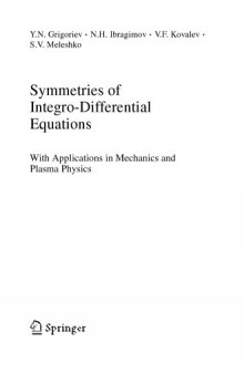 Systems of Integro-Diff. Eqns - With Applns in Mech., Plasma Physics