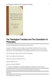 The Theological Tractates And The Consolation Of Philosophy