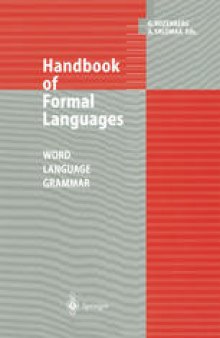 Handbook of Formal Languages: Volume 1 Word, Language, Grammar