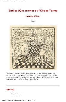Earliest Occurrences of Chess Terms