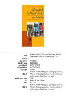 A new agenda for women's health and nutrition