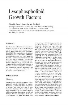 Lysophospholipid Growth Factors