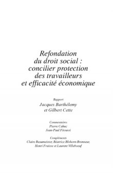 Refondation du droit social : concilier protection des travailleurs et efficacité économique (CAE n.88)