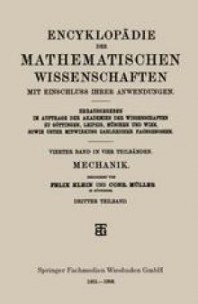 Encyklopädie der Mathematischen Wissenschaften mit Einschluss ihrer Anwendungen: Vierter Band: Mechanik