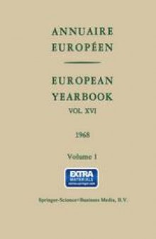 Annuaire Européen / European Yearbook: Vol. XVI