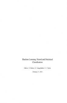 Machine learning, neural and statistical classification