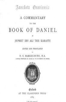 A Commentary on the Book of Daniel by Jephet Ibn Ali the Karaite 