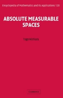 Absolute Measurable Spaces (Encyclopedia of Mathematics and its Applications)