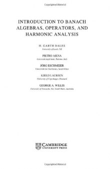 Introduction to Banach Algebras, Operators, and Harmonic Analysis 