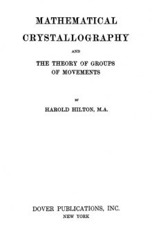 Mathematical crystallography and the theory of groups of movements