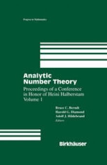 Analytic Number Theory: Proceedings of a Conference In Honor of Heini Halberstam Volume 1