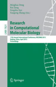 Research in Computational Molecular Biology: 17th Annual International Conference, RECOMB 2013, Beijing, China, April 7-10, 2013. Proceedings