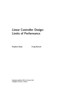 Linear Controller Design: Limits of Performance (Prentice Hall Information and System Sciences Series)