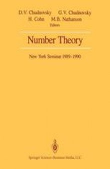 Number Theory: New York Seminar 1989–1990