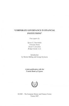 Corporate governance in financial institutions