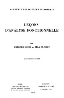 Lecons d'analyse fonctionnelle, 5e edition  french
