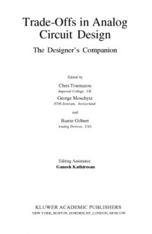 Trade-Offs in Analog Circuit Design The Designers Companion