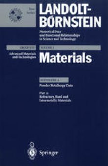 Powder Metallurgy Data. Refractory, Hard and Intermetallic Materials