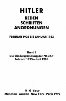 Hitler - Reden Schriften Anordnungen 1925-1933 (12 Bände)