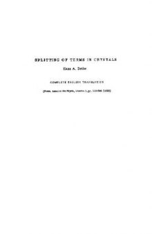 Splitting of terms in crystals: Complete English translation