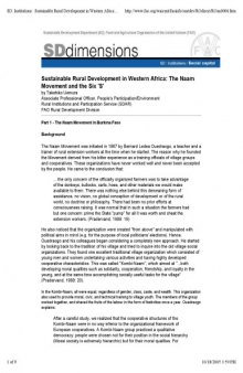 Sustainable Rural Development in Western Africa: The Naam Movement and the Six 'S'