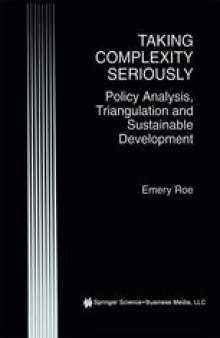 Taking Complexity Seriously: Policy Analysis, Triangulation and Sustainable Development