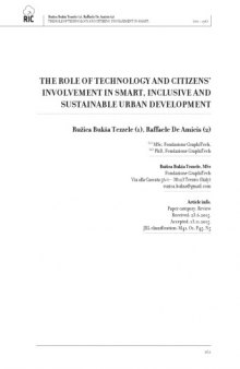 THE ROLE OF TECHNOLOGY AND CITIZENS’ INVOLVEMENT IN SMART, INCLUSIVE AND SUSTAINABLE URBAN DEVELOPMENT