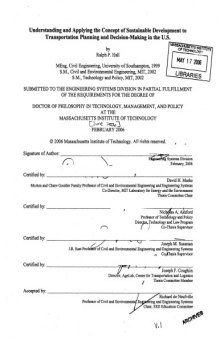 Understanding and applying the concept of sustainable development to transportation planning and decision-making in the U.S.