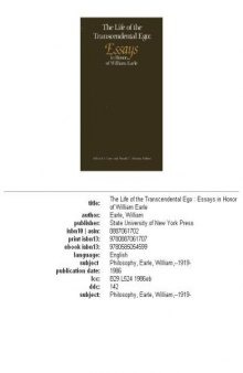 The Life of the transcendental ego: essays in honor of William Earle