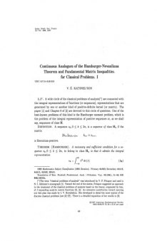 AMS Translations, vol. 136 [Article] Continuous Analogues of the Hamburger-Nevanlinna Theorem and Fundamental Matrix Inequalities of Classical Problems