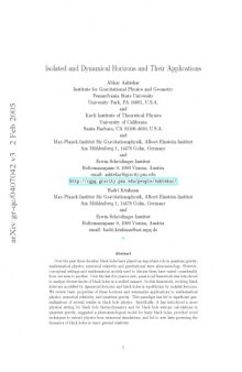 Isolated and Dynamical Horizons and Their Applications