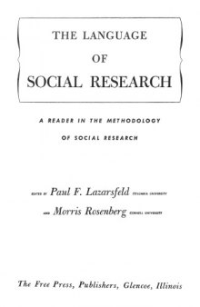 The language of social research: a reader in the methodology of social research 