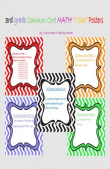 3rd grade Common Core Math I Can statement Posters, chevron pattern