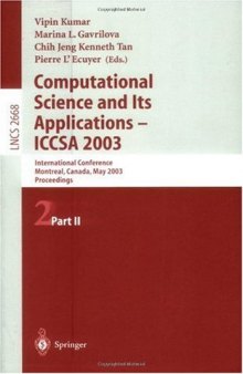 Computational Science and Its Applications — ICCSA 2003: International Conference Montreal, Canada, May 18–21, 2003 Proceedings, Part II