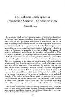 On Plato's ''Hipparchus'': the Political Philosopher in Democratic Society