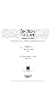 An Encyclopedia of the Barbarian World Ancient Europe, 8000 B.C. to A.D. 1000