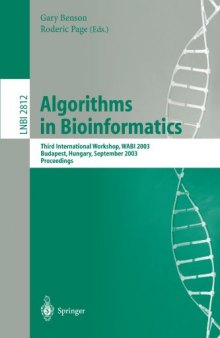 Algorithms in Bioinformatics: Third International Workshop, WABI 2003, Budapest, Hungary, September 15-20, 2003. Proceedings