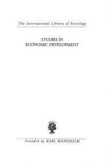 Studies in Economic Development With Special Reference to Conditions in the Underdeveloped Areas of Western Asia and India