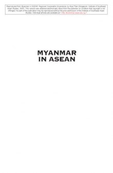 Myanmar in ASEAN: Regional Co-operation Experience  