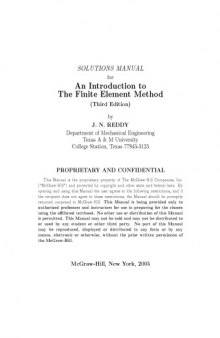 SOLUTIONS MANUAL for An Introduction to The Finite Element Method (Third Edition)