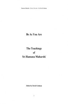 Be As You Are: The Teachings of Sri Ramana Maharshi