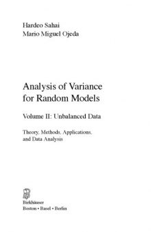 Analysis of Variance for Random Models [Vol II - Unbalanced Data]