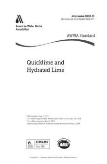 AWWA B202-13 Quicklime and Hydrated Lime