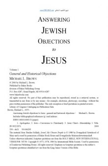Answering Jewish Objections to Jesus: General and Historical Objections, Vol 1 of 4