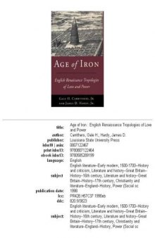 Age of iron: English renaissance tropologies of love and power